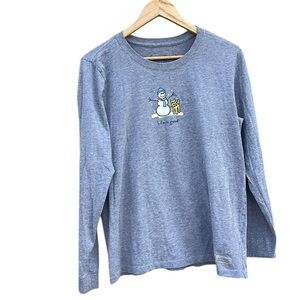 Life is Good gray Snowman Long Sleeve Shirt size large